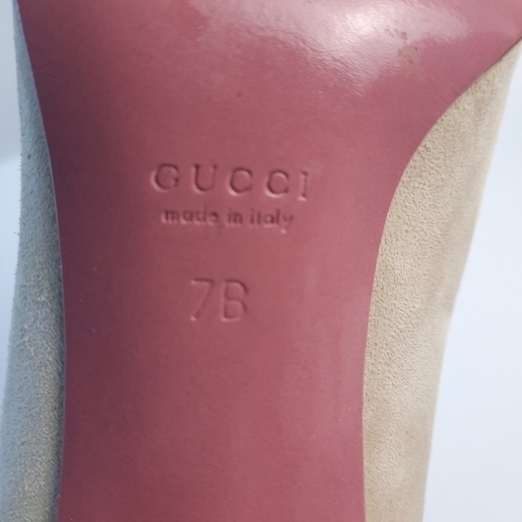 GUCCI Ivory Suede Point Toe Pumps Bubblegum Pink Raspberry Beige Italy 7 - Picture 9 of 9